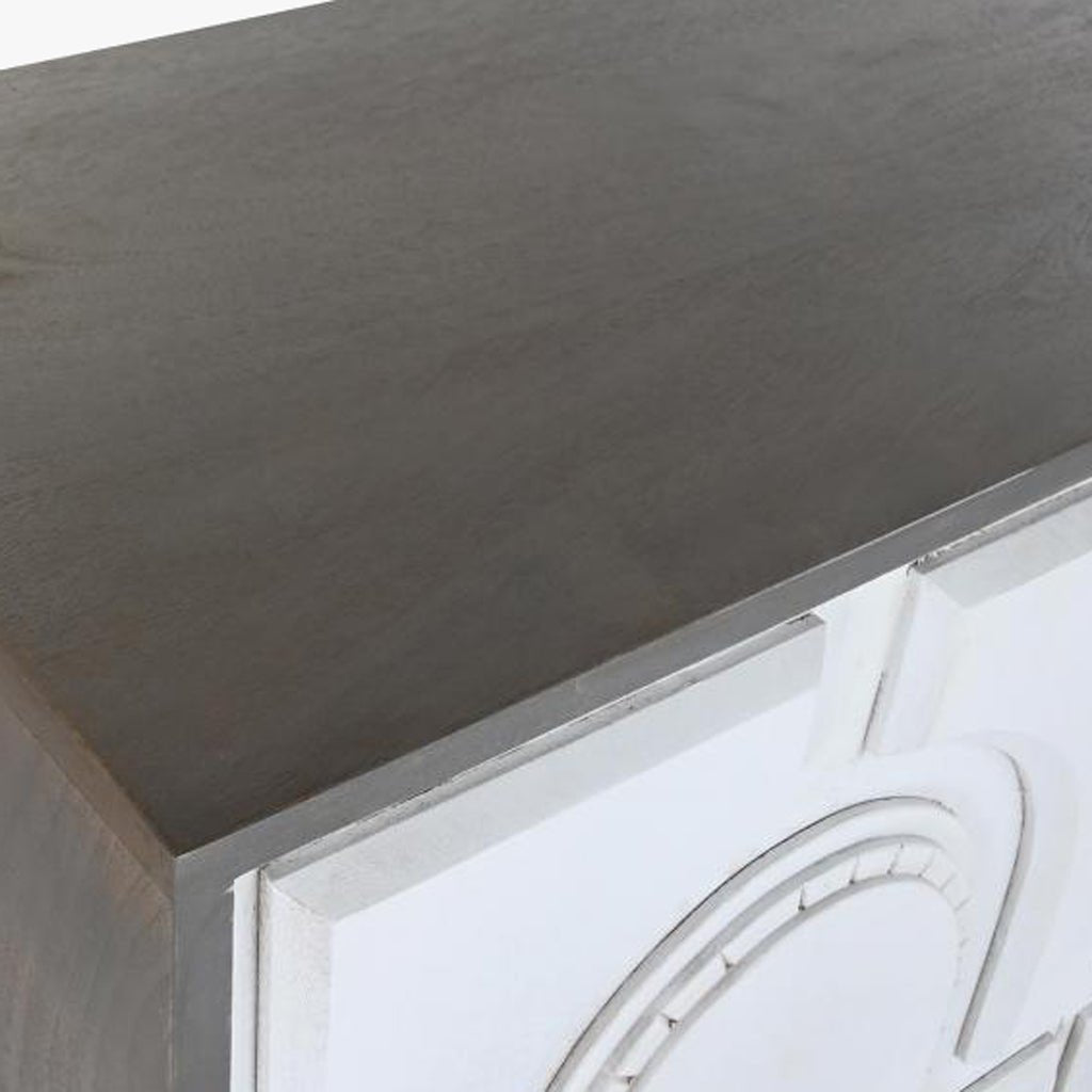Aparador Relevo Branco com Acabamentos Bronze 93X41X114 WHITE GLOW - Gato Preto