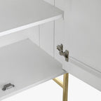 Aparador Relevo Branco com Acabamentos Dourado 157X43X84 WHITE GLOW - Gato Preto