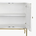 Aparador Relevo Branco com Acabamentos Dourado 157X43X84 WHITE GLOW - Gato Preto