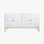 Aparador Relevo Branco com Acabamentos Dourado 157X43X84 WHITE GLOW - Gato Preto