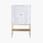 Aparador Relevo Branco com Acabamentos Dourado 91X44X152 WHITE GLOW - Gato Preto