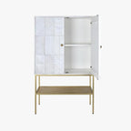 Aparador Relevo Branco com Acabamentos Dourado 91X44X152 WHITE GLOW - Gato Preto