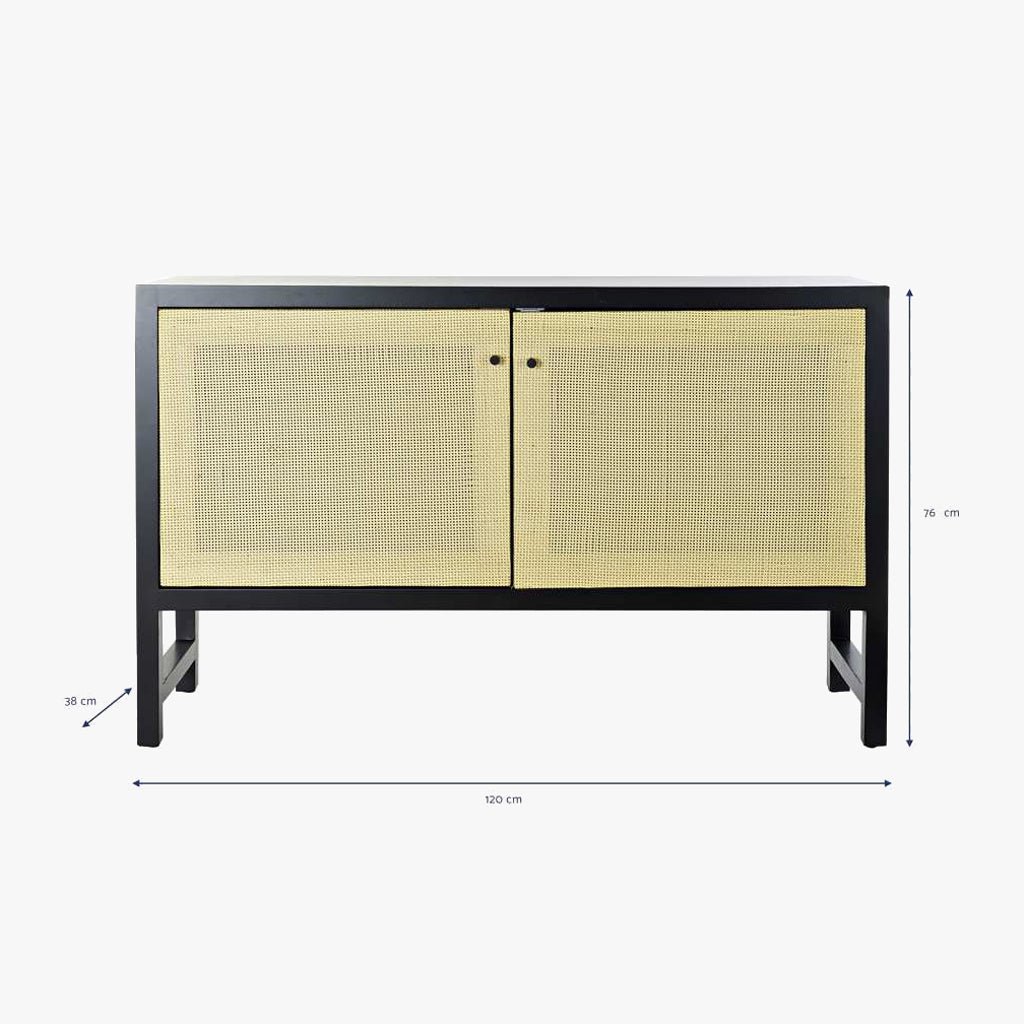 Aparadores de Duas Portas Madeira de Abeto e Ratan VEREDA - Gato Preto