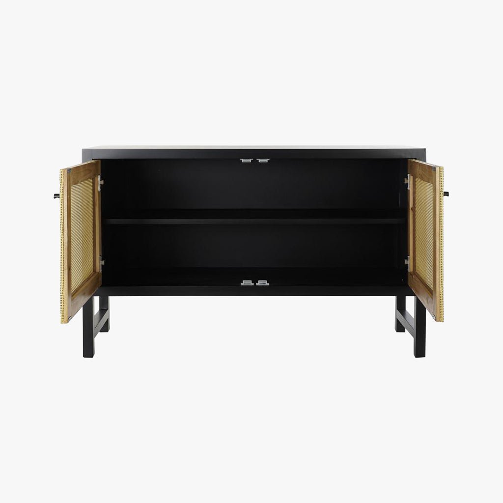 Aparadores de Duas Portas Madeira de Abeto e Ratan VEREDA - Gato Preto