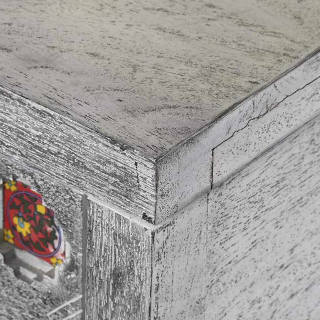 Arca de Madeira com Mosaicos em Cerâmica 130x40x56 JASMIN - Gato Preto