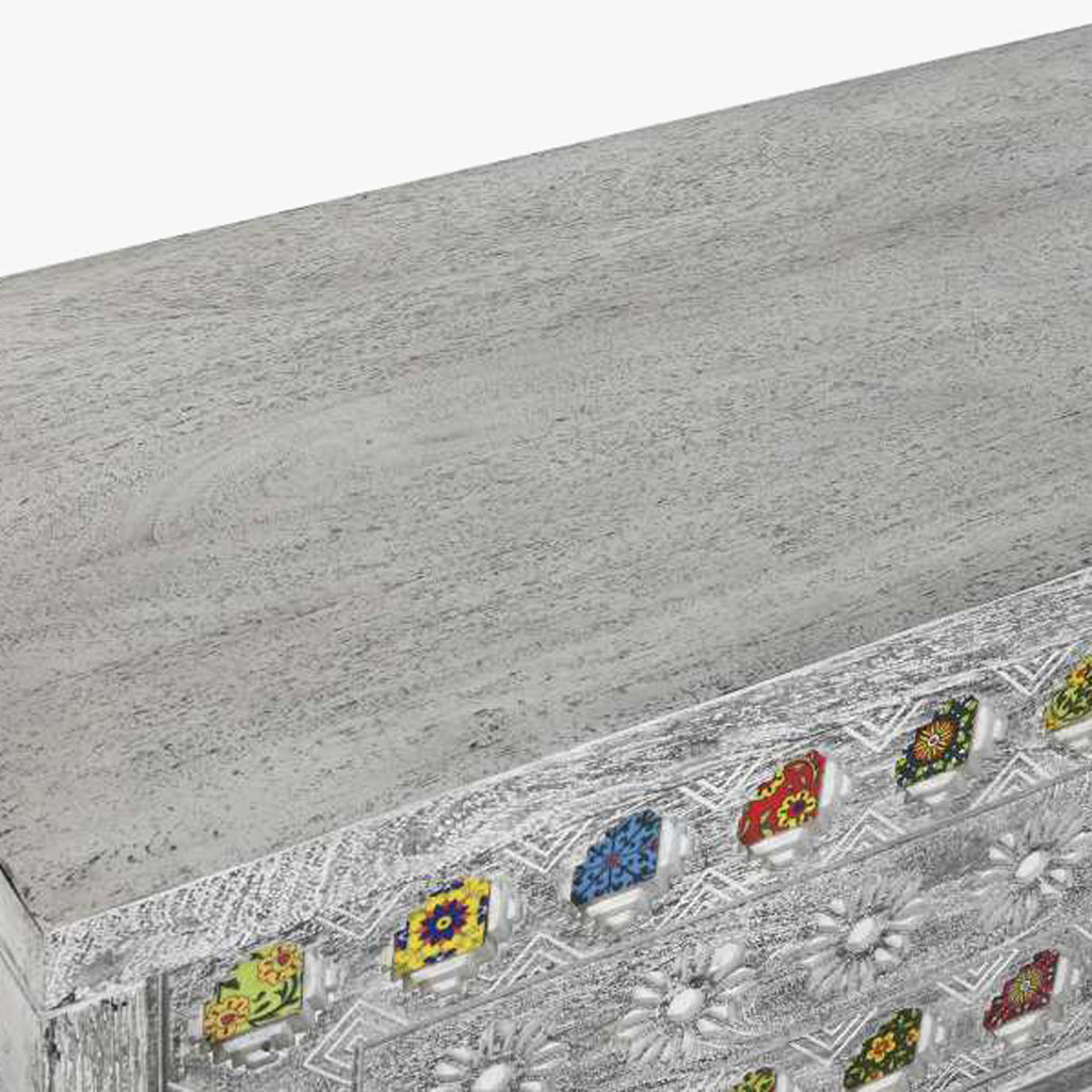 Arca de Madeira com Mosaicos em Cerâmica 130x40x56 JASMIN - Gato Preto