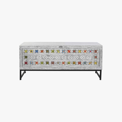 Arca de Madeira com Mosaicos em Cerâmica 130x40x56 JASMIN - Gato Preto