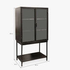Armário de Metal Preto com Duas Portas de Vidro FUKUI - Gato Preto