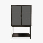 Armário de Metal Preto com Duas Portas de Vidro FUKUI - Gato Preto