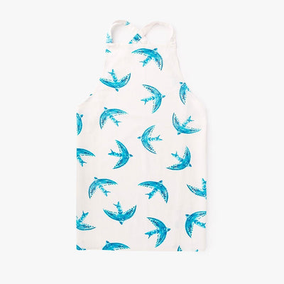 Avental Algodão Branco com Pássaros Azuis BLUE BIRD - Gato Preto