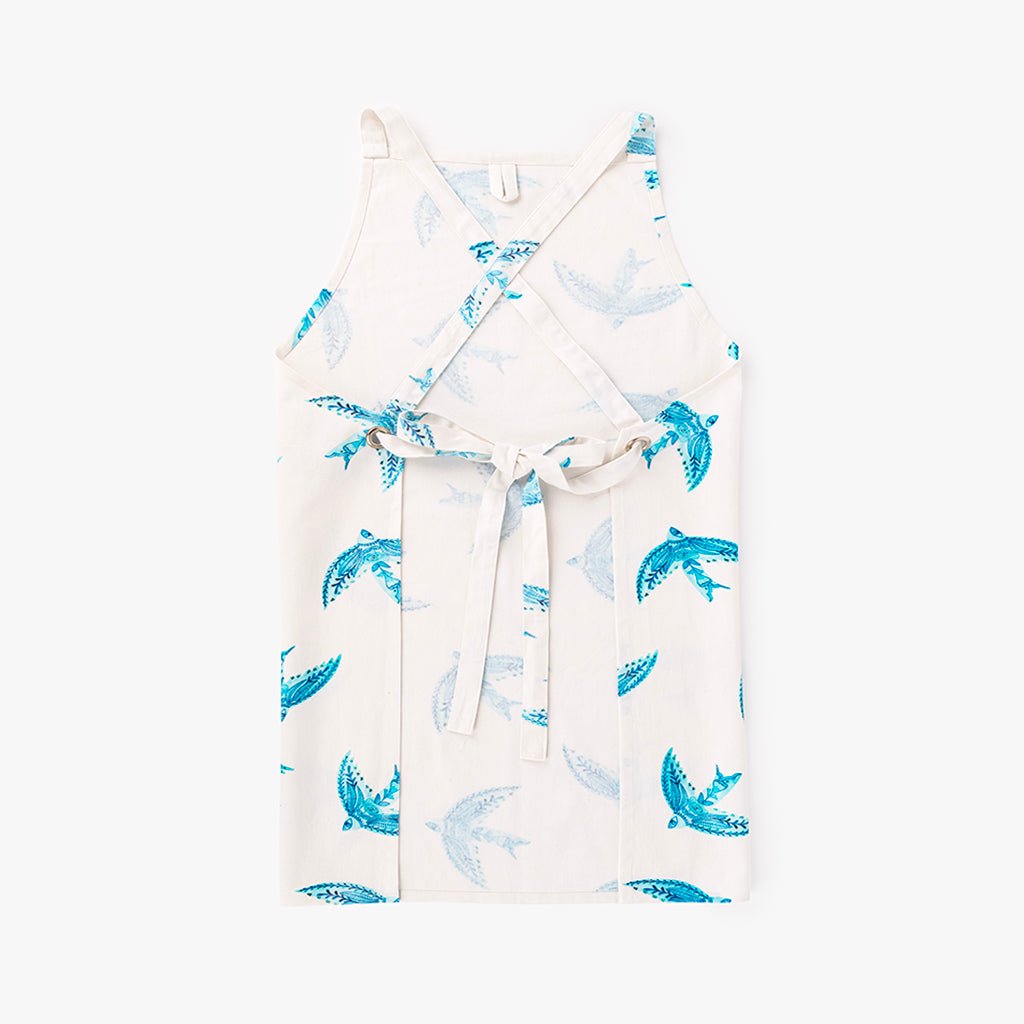 Avental Algodão Branco com Pássaros Azuis BLUE BIRD - Gato Preto