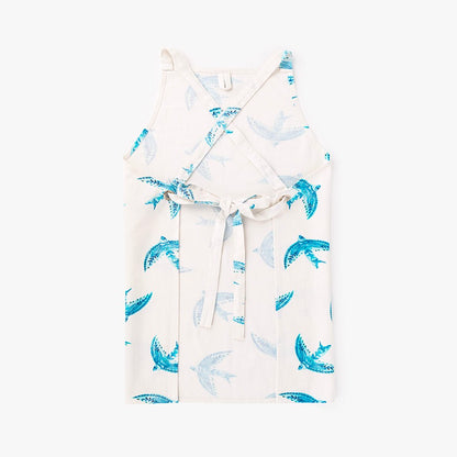 Avental Algodão Branco com Pássaros Azuis BLUE BIRD - Gato Preto