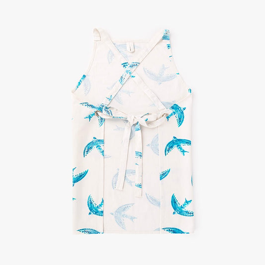 Avental Algodão Branco com Pássaros Azuis BLUE BIRD - Gato Preto