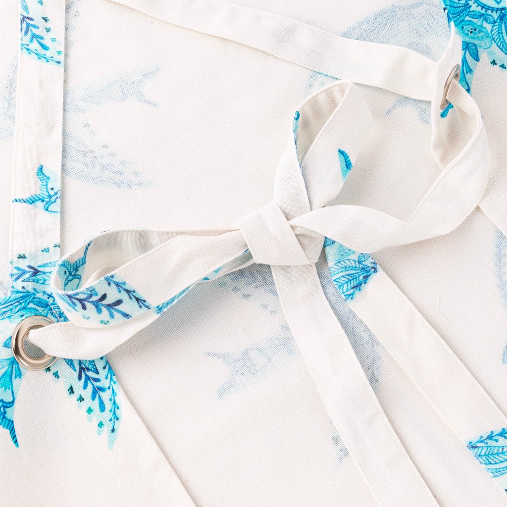 Avental Algodão Branco com Pássaros Azuis BLUE BIRD - Gato Preto