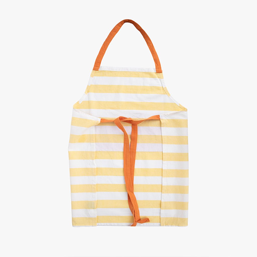 Avental de Algodão Riscas Amarelo com bolso Laranja TÂNGER - Gato Preto