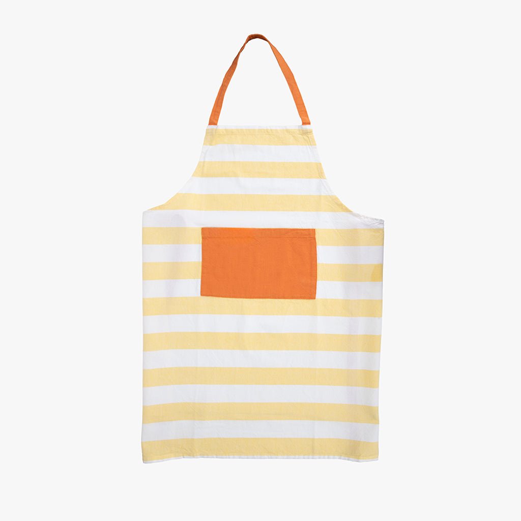 Avental de Algodão Riscas Amarelo com bolso Laranja TÂNGER - Gato Preto