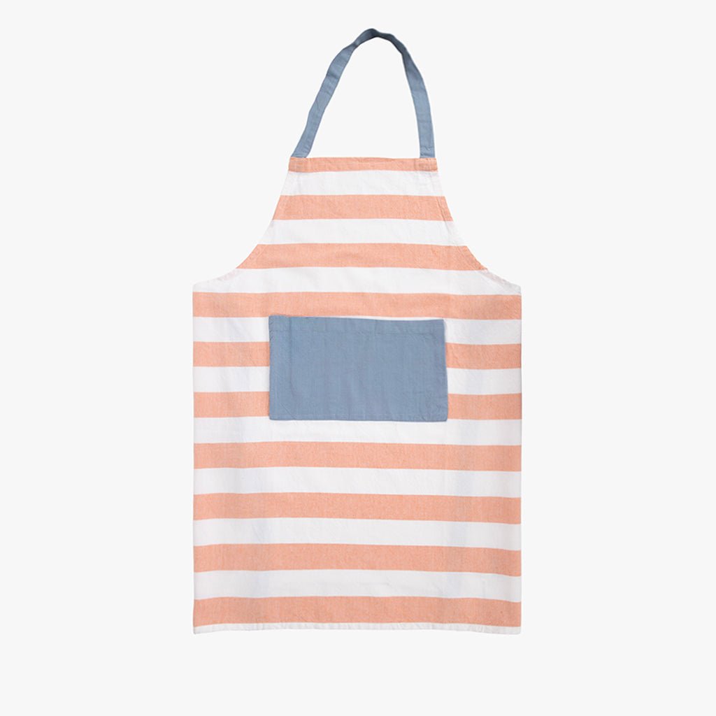 Avental de Algodão Riscas Laranja com bolso Azul TÂNGER - Gato Preto