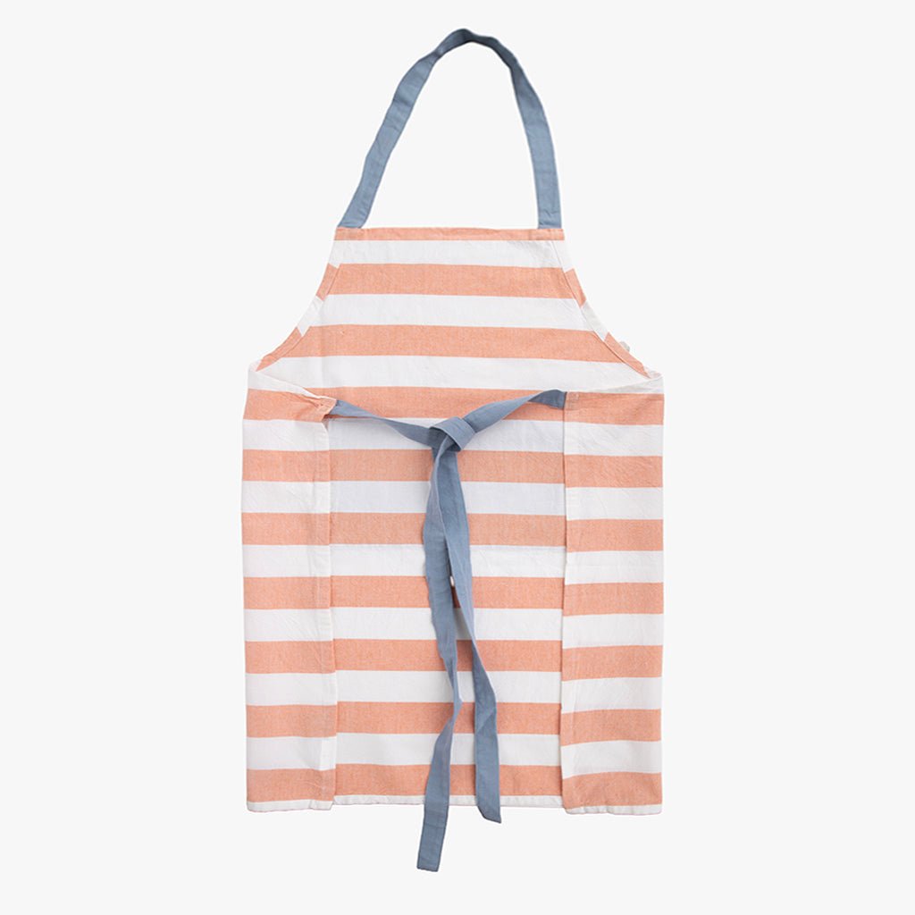 Avental de Algodão Riscas Laranja com bolso Azul TÂNGER - Gato Preto