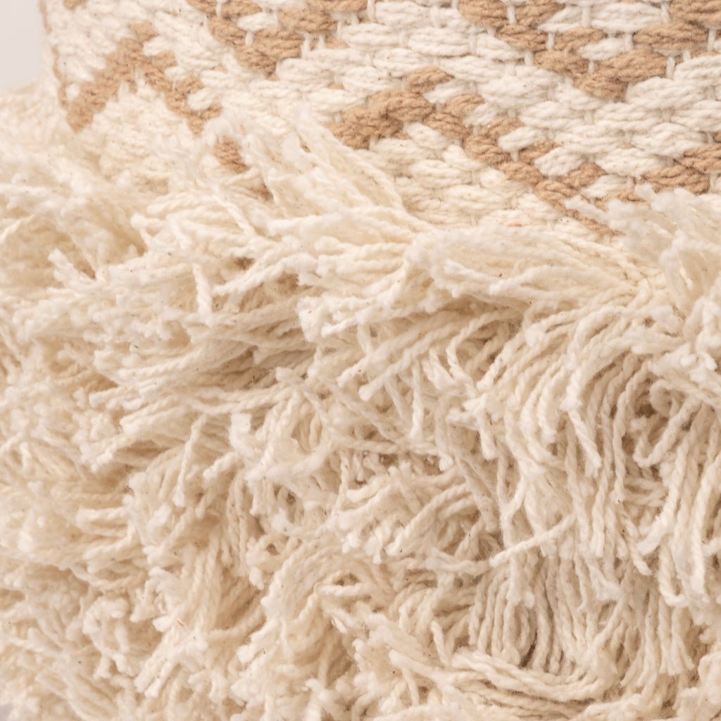 Banco Algodão Padrão Bege e Branco LIZA - Gato Preto