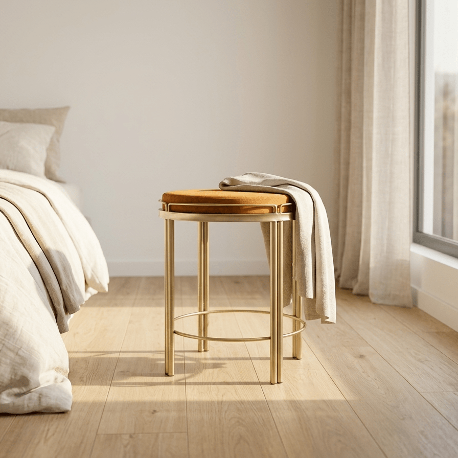 Banco de Veludo e Metal Mostarda FRIBURGO - Gato Preto