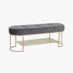 Banqueta Aveludada Cinza VERSAILLES - Gato Preto