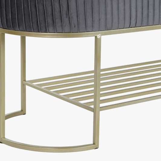 Banqueta Aveludada Cinza VERSAILLES - Gato Preto