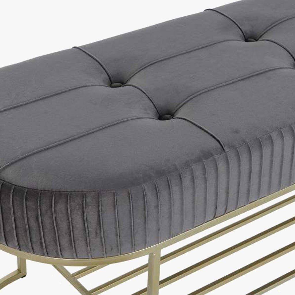 Banqueta Aveludada Cinza VERSAILLES - Gato Preto