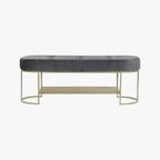 Banqueta Aveludada Cinza VERSAILLES - Gato Preto
