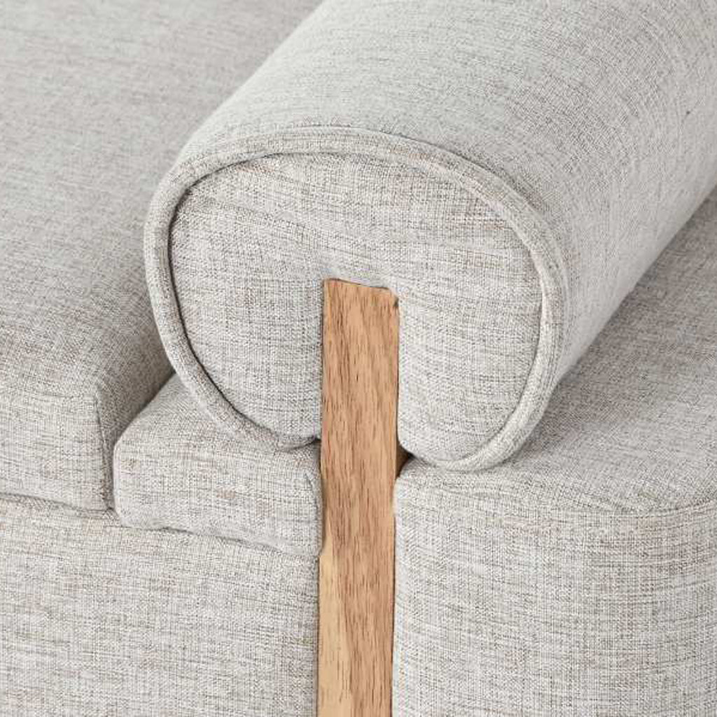 Banqueta Cinza de Tecido e Madeira com Arrumação 120x45x50 SERENA - Gato Preto