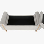Banqueta Cinza de Tecido e Madeira com Arrumação 120x45x50 SERENA - Gato Preto