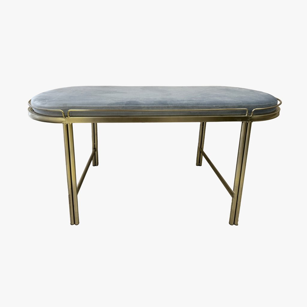 Banqueta Cinza de Veludo e Metal FRIBURGO - Gato Preto