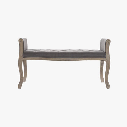 Banqueta Clássica Capitoné Cinza com Madeira e Tecido VERSAILLES - Gato Preto