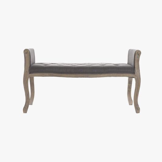 Banqueta Clássica Capitoné Cinza com Madeira e Tecido VERSAILLES - Gato Preto