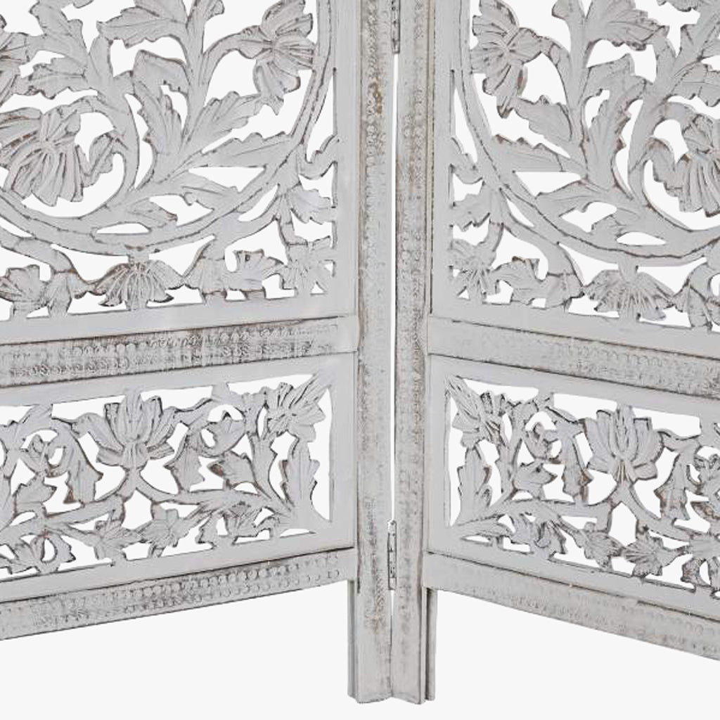 Biombo Branco Madeira Cravada JASMIN - Gato Preto