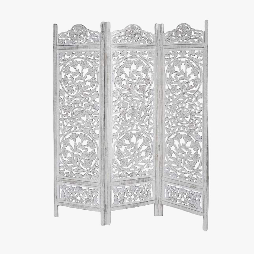 Biombo Branco Madeira Cravada JASMIN - Gato Preto