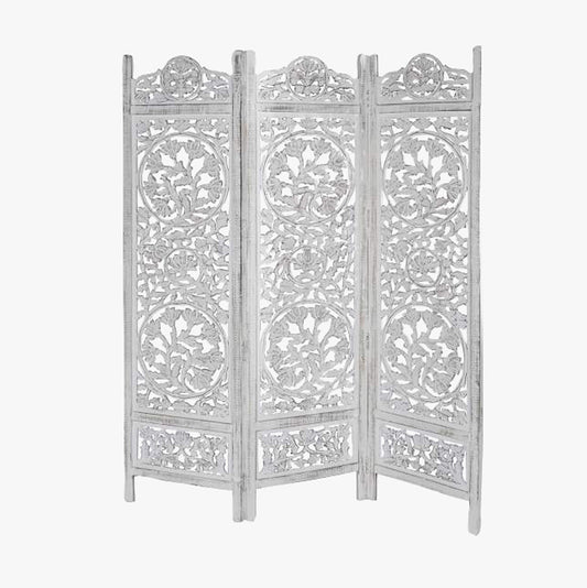 Biombo Branco Madeira Cravada JASMIN - Gato Preto