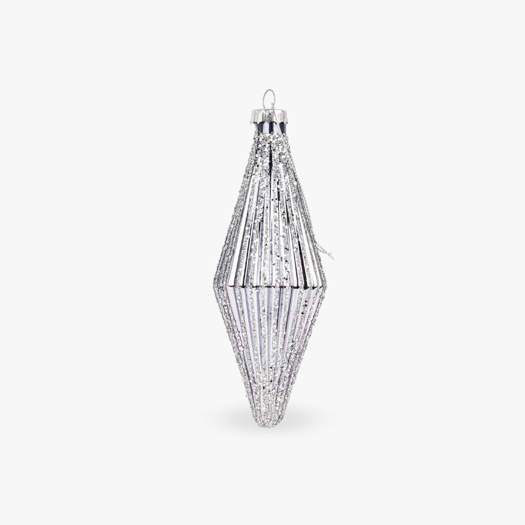 Bola de Vidro com Losangulo Prateado e Preto NEW BRIGHT - Gato Preto