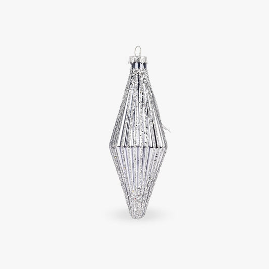 Bola de Vidro com Losangulo Prateado e Preto NEW BRIGHT - Gato Preto