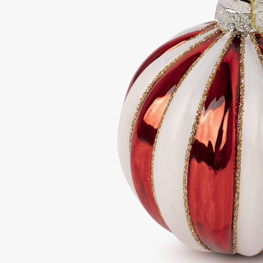 Bola de Vidro de Riscas Vermelha e Branca KITSCH - Gato Preto