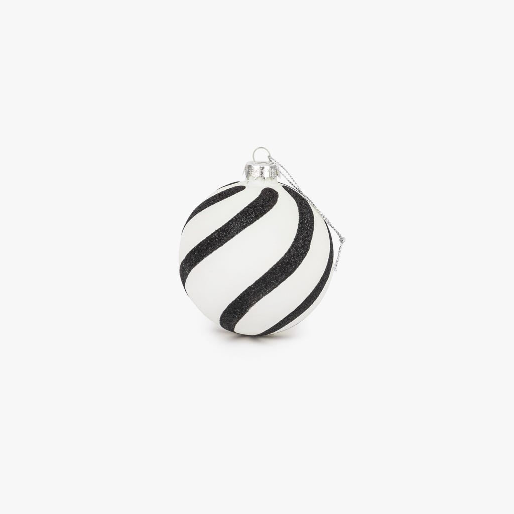 Bolda de Vidro de Ondas Brancas e Pretas KITSCH - Gato Preto