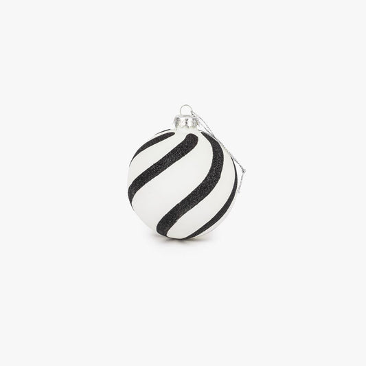 Bolda de Vidro de Ondas Brancas e Pretas KITSCH - Gato Preto