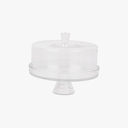 Boleira com Pé e Campânula Transparente STRIPES - Gato Preto