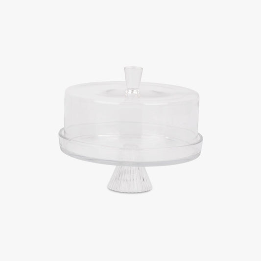 Boleira com Pé e Campânula Transparente STRIPES - Gato Preto