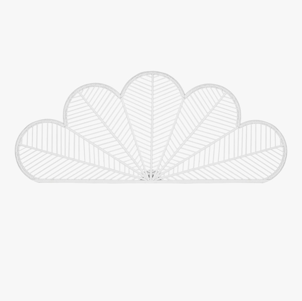 Cabeceira Cama Branca Rattan Flor 190x2,5x81 SERENA - Gato Preto