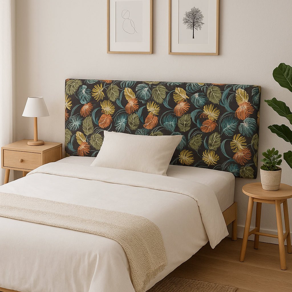 Cabeceira Cama Estofada com Padrão Floral Azul 160x10x60 SERENA - Gato Preto