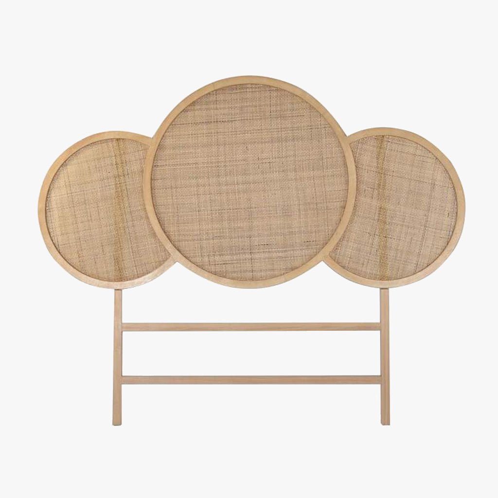 Cabeceira Cama Madeira e Rattan 160x3x130 SERENA - Gato Preto