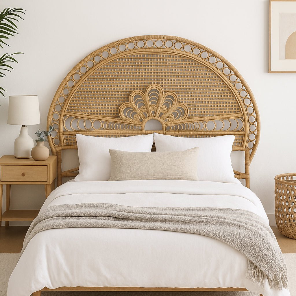 Cabeceira Cama Ornamentada Rattan 175x3x130 SERENA - Gato Preto