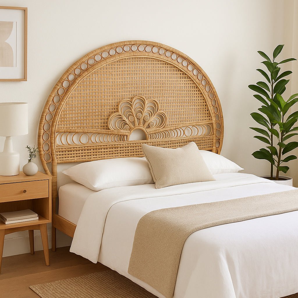 Cabeceira Cama Ornamentada Rattan 175x3x130 SERENA - Gato Preto