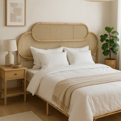 Cabeceira Cama Rattan 180x4x128 SERENA - Gato Preto