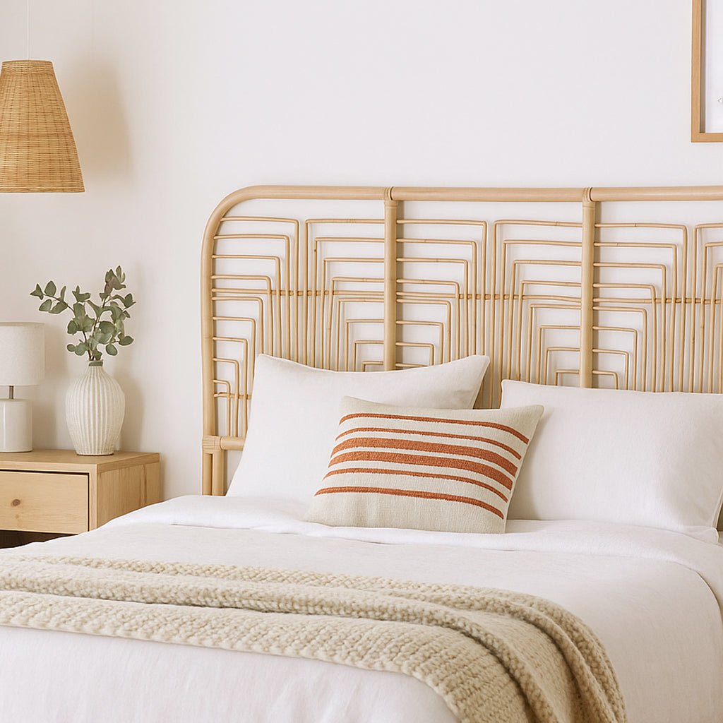 Cabeceira Cama Rattan Retangular 183x4x114 SERENA - Gato Preto